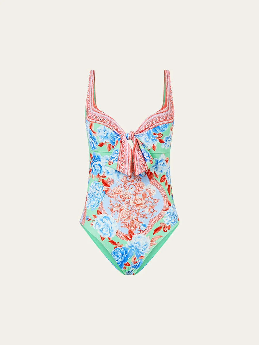 Topkapi Pop Sweetheart Tie-Front One-Piece Swimsuit - 1