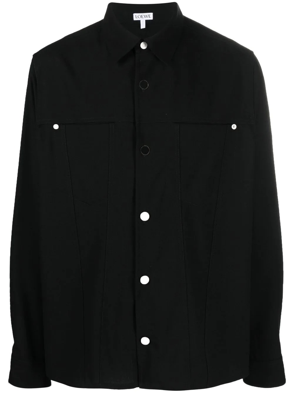 long-sleeve wool button-down shirt - 1