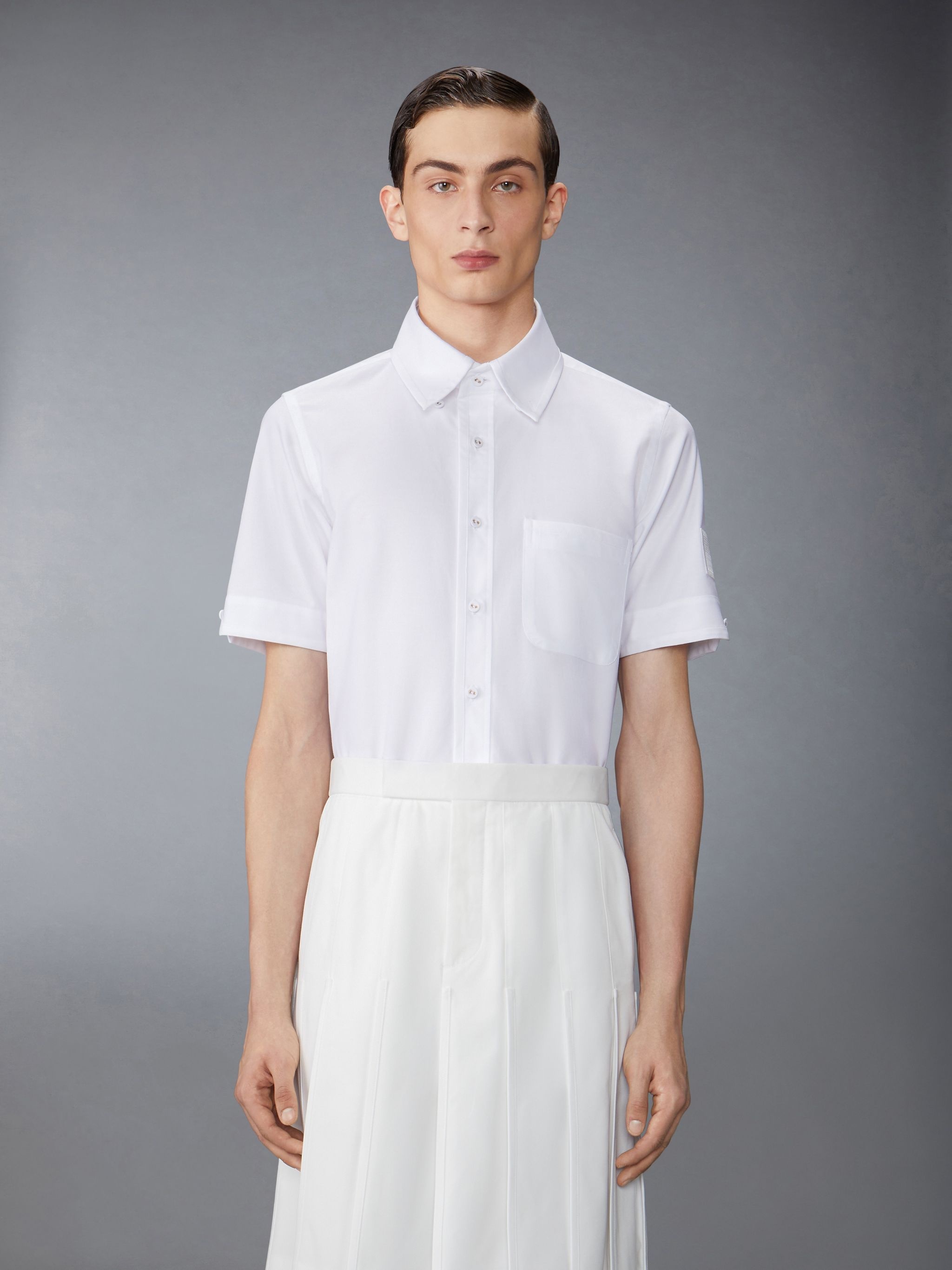 logo-patch cotton shirt - 1