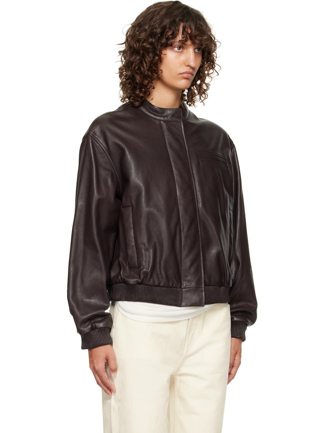 Brown Marlow Leather Bomber Jacket - 2