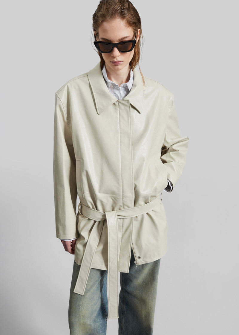 Low Classic Low Waist Artificial Leather Jacket - Beige 4