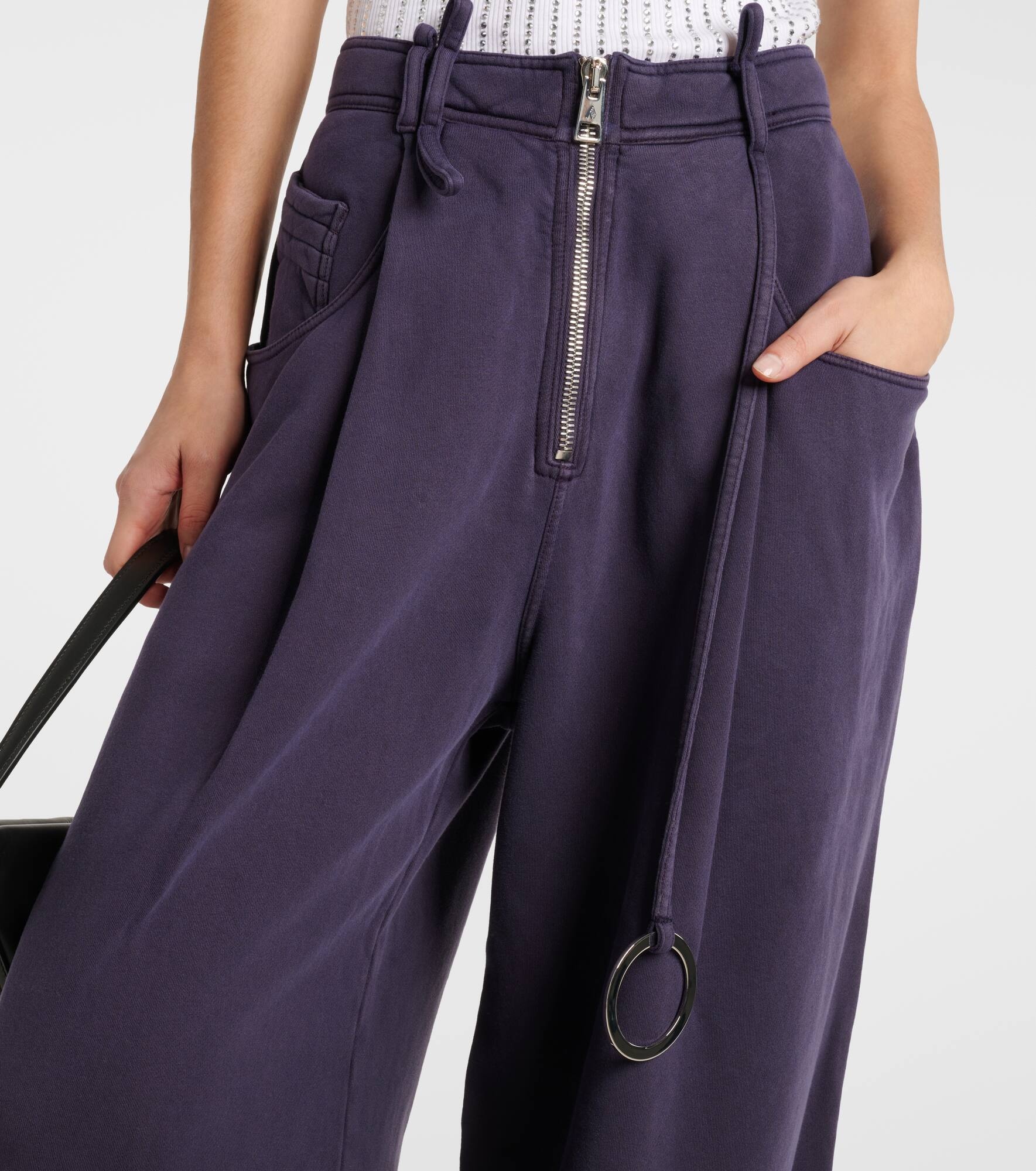 High-rise cotton wide-leg pants - 4