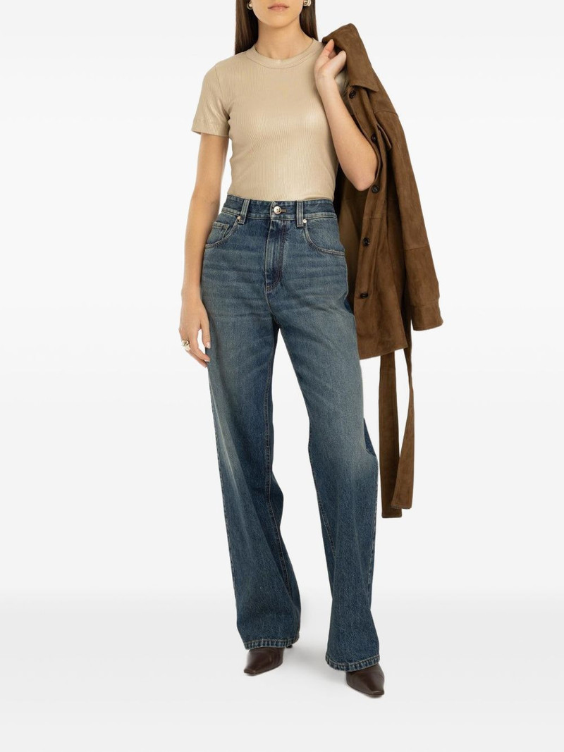 Brunello Cucinelli ribbed foiled T-shirt outlook