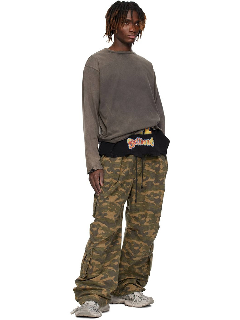 We11done Brown Wide Leg Tucked Cargo Pants outlook