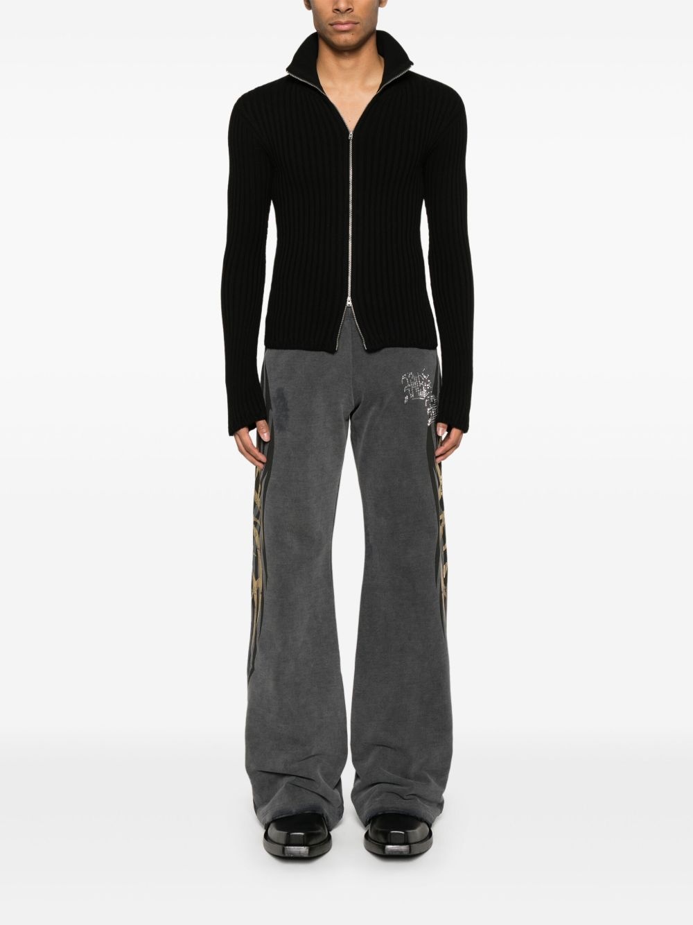 rhinestone-logo track pants - 6