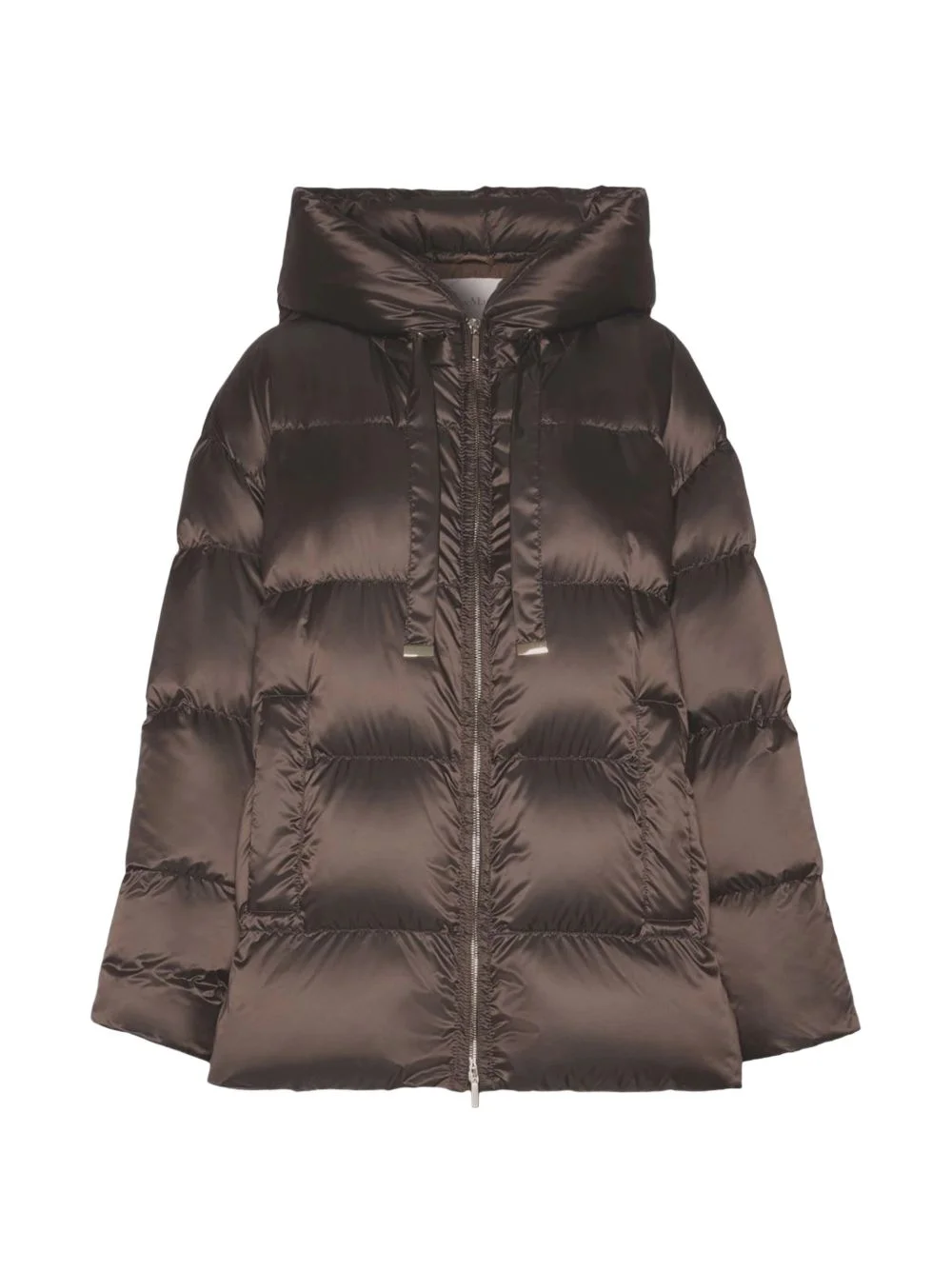 short roomy puffer jacket in water-repellent plain-weave fabric - dark brown - 1