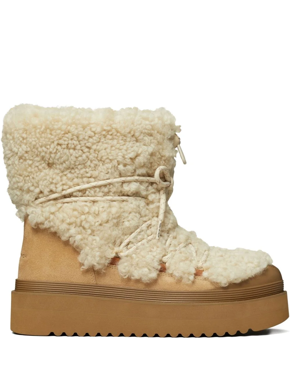 shearling lace-up boots - 1