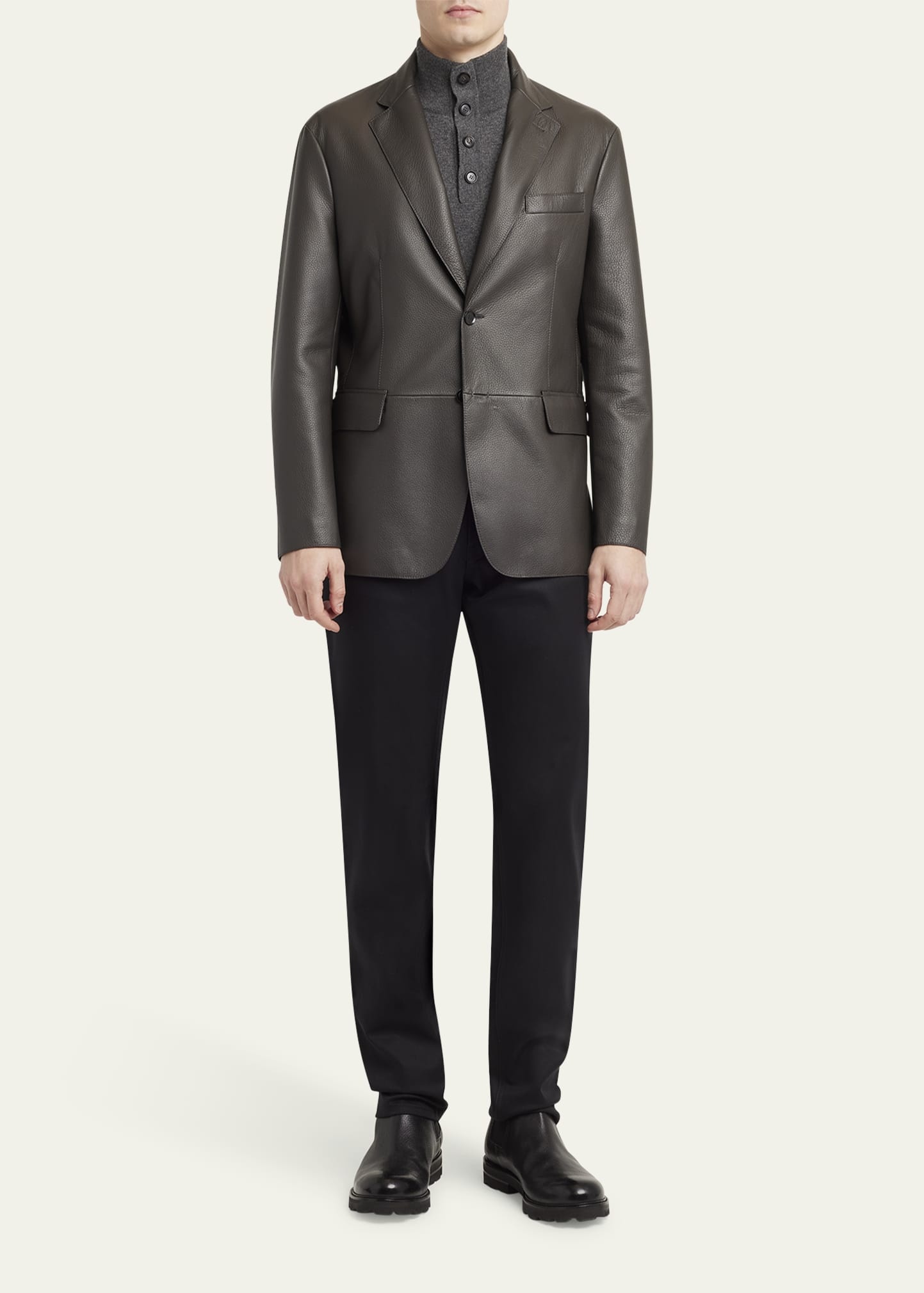 Men's Monti Deerskin Single-Breasted Blazer - 2