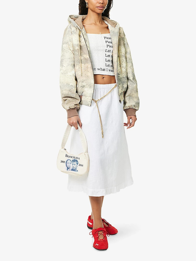 Praying Star-Print Hooded Cotton Bomber Jacket outlook