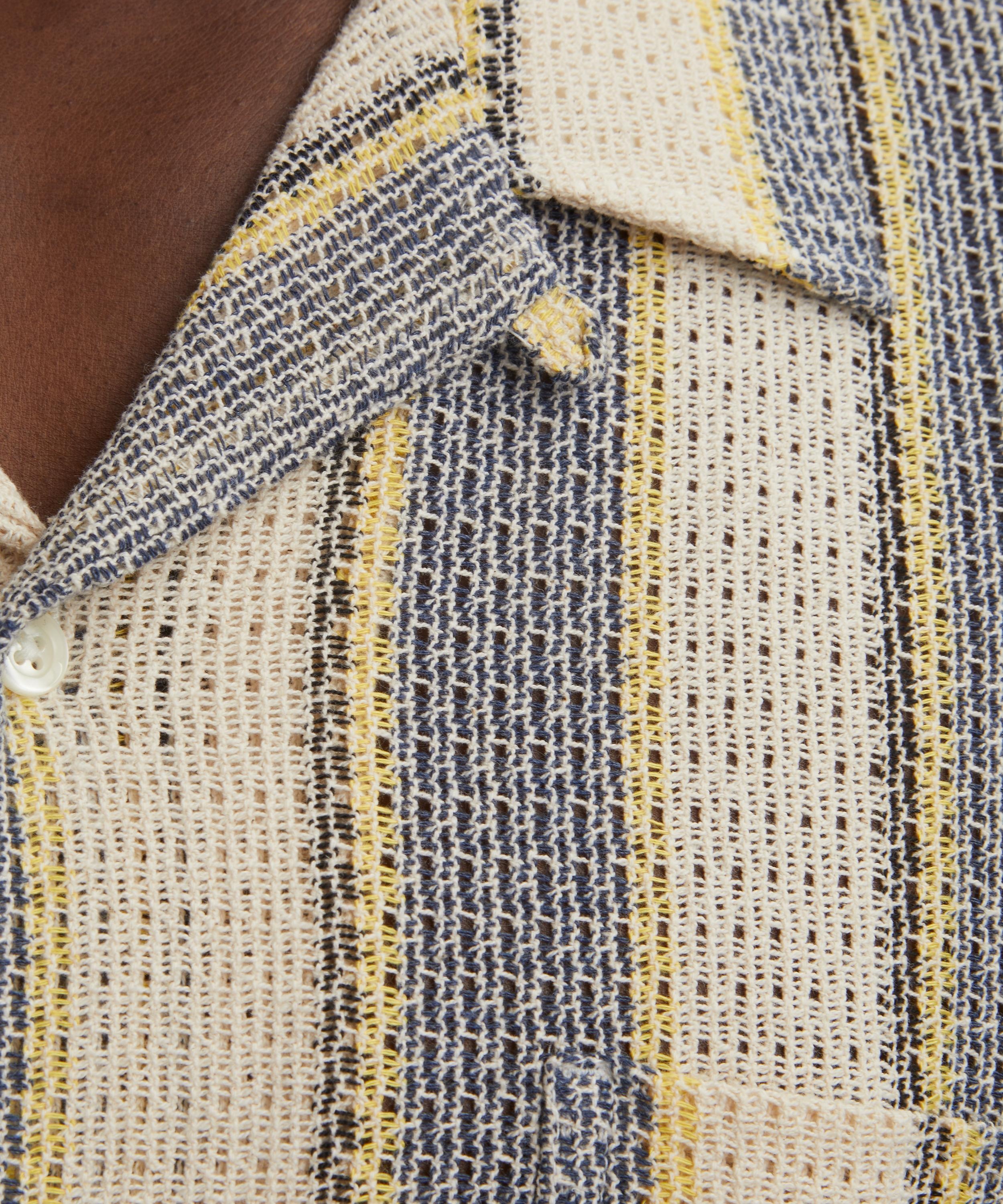 Grey-Yellow Cotton Lattice Road Shirt - 5