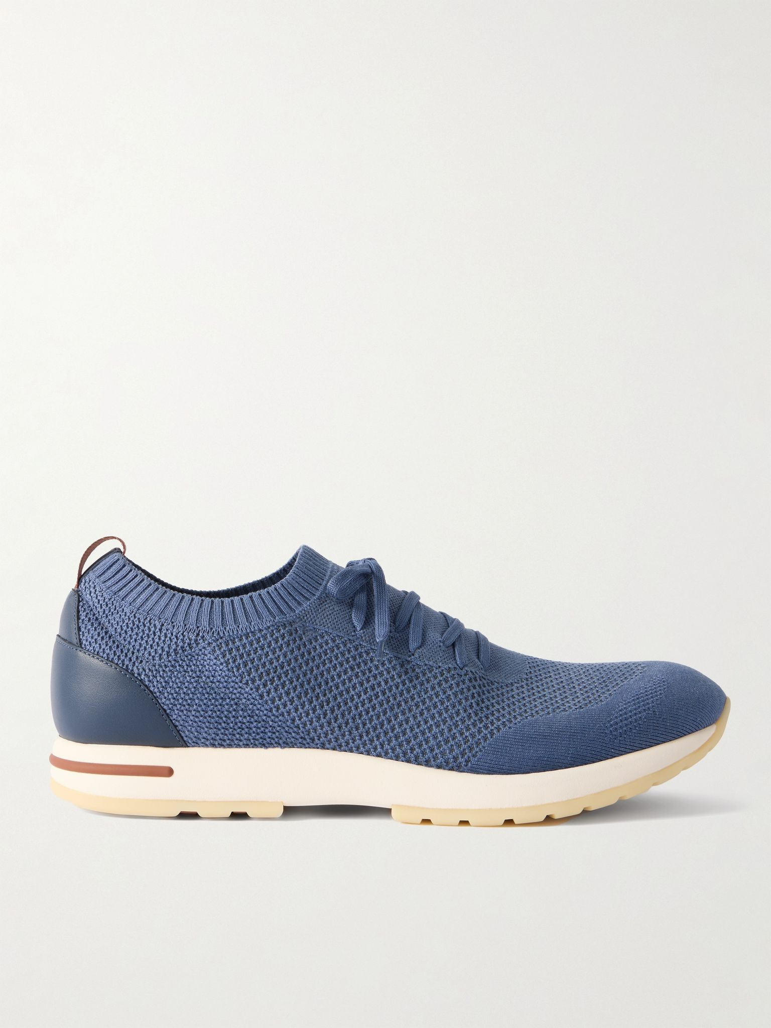 360 Flexy Leather-Trimmed Knitted Wish® Wool Sneakers Blue - 1