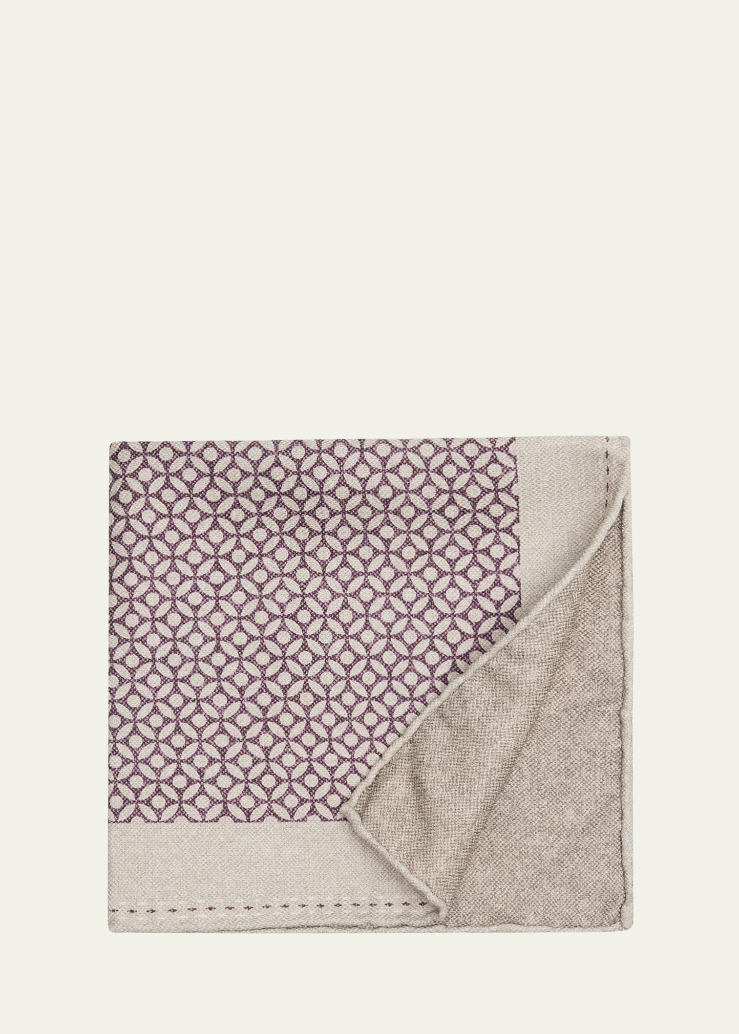 Men's Geometric-Print Silk Pocket Square - 1