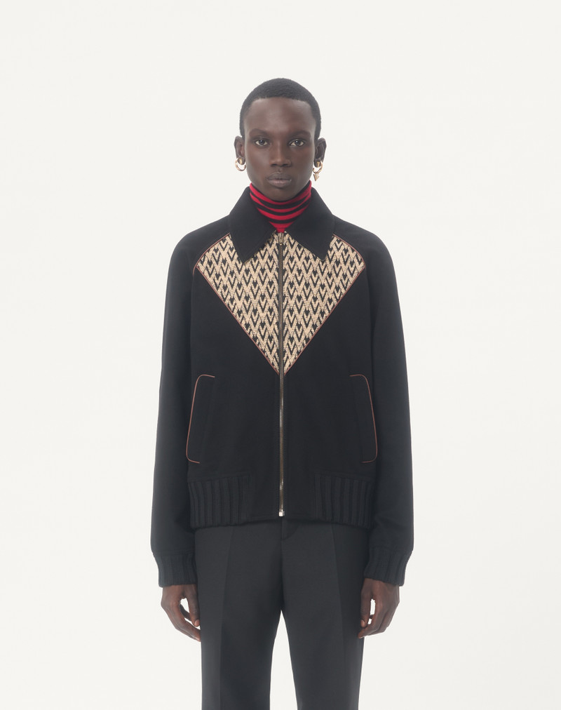 VALENTINO BOMBER JACKET IN WOOL AND CASHMERE DRAP WITH V INLAID WITH TOUTE LA V JACQUARD PATTERN 5
