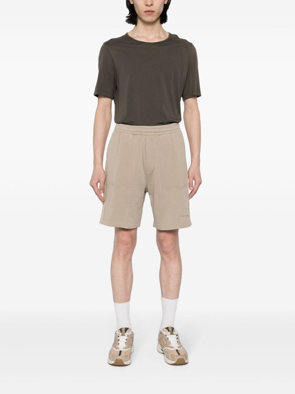 logo-embroidered tape track shorts - 2