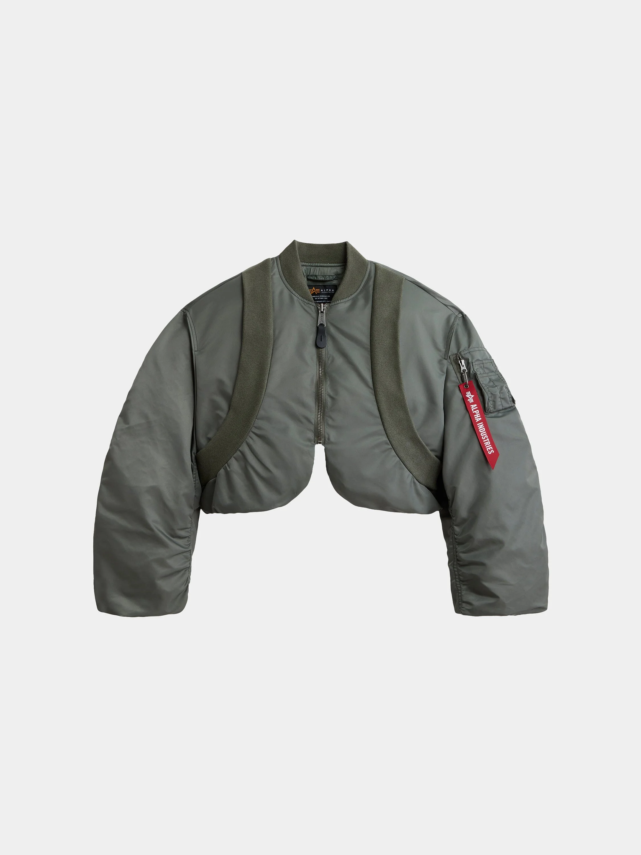 KNIT RIB MA-1 FLIGHT JACKET WOMENS (FIELD GRAY) - 1