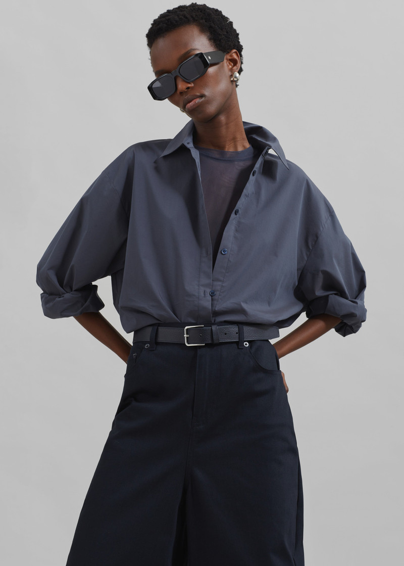 Kae Back Slit Button Up Shirt - Charcoal 6