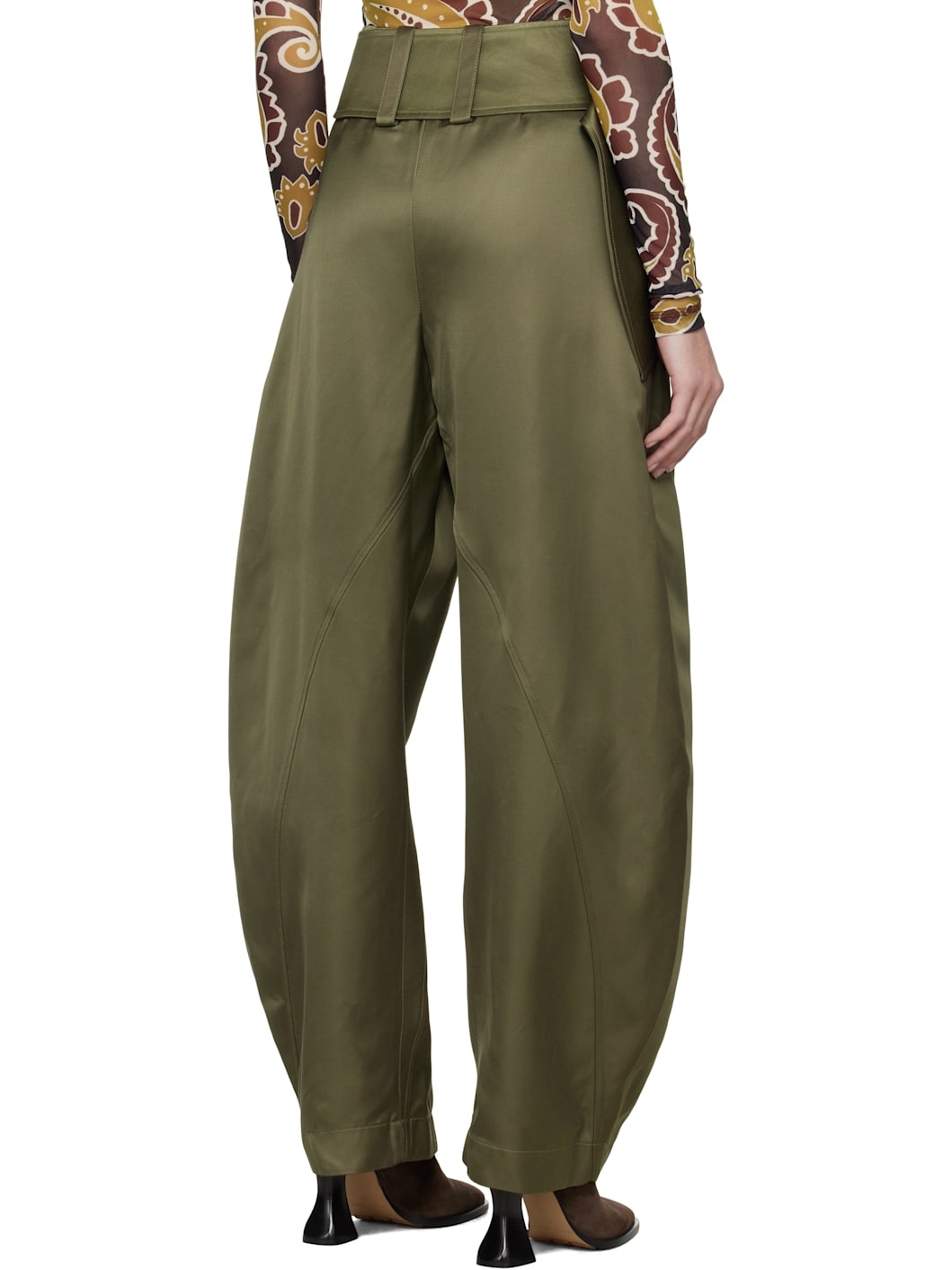 Khaki Pleated D-Ring Trousers - 3