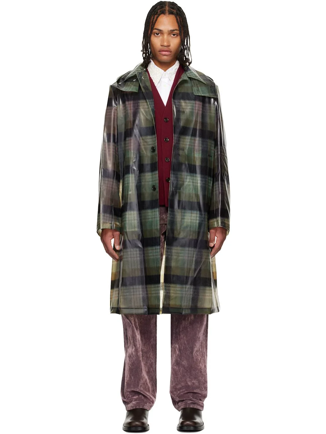 Green Loose Fit Mac Raincoat - 1