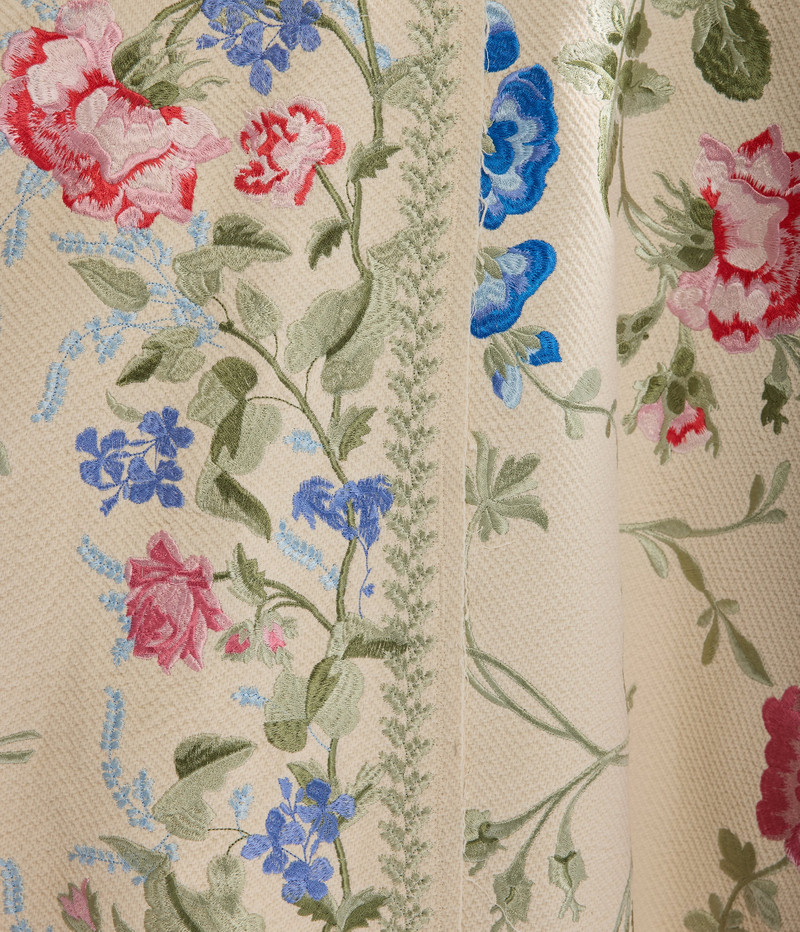 EMBROIDERED COTTON TWILL HOURGLASS MIDI DRESS 6