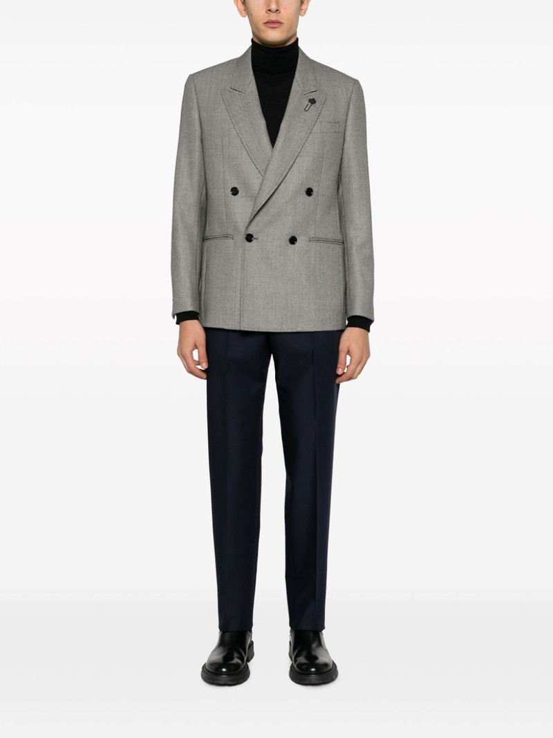 LARDINI micro-dot double-breasted wool blazer outlook