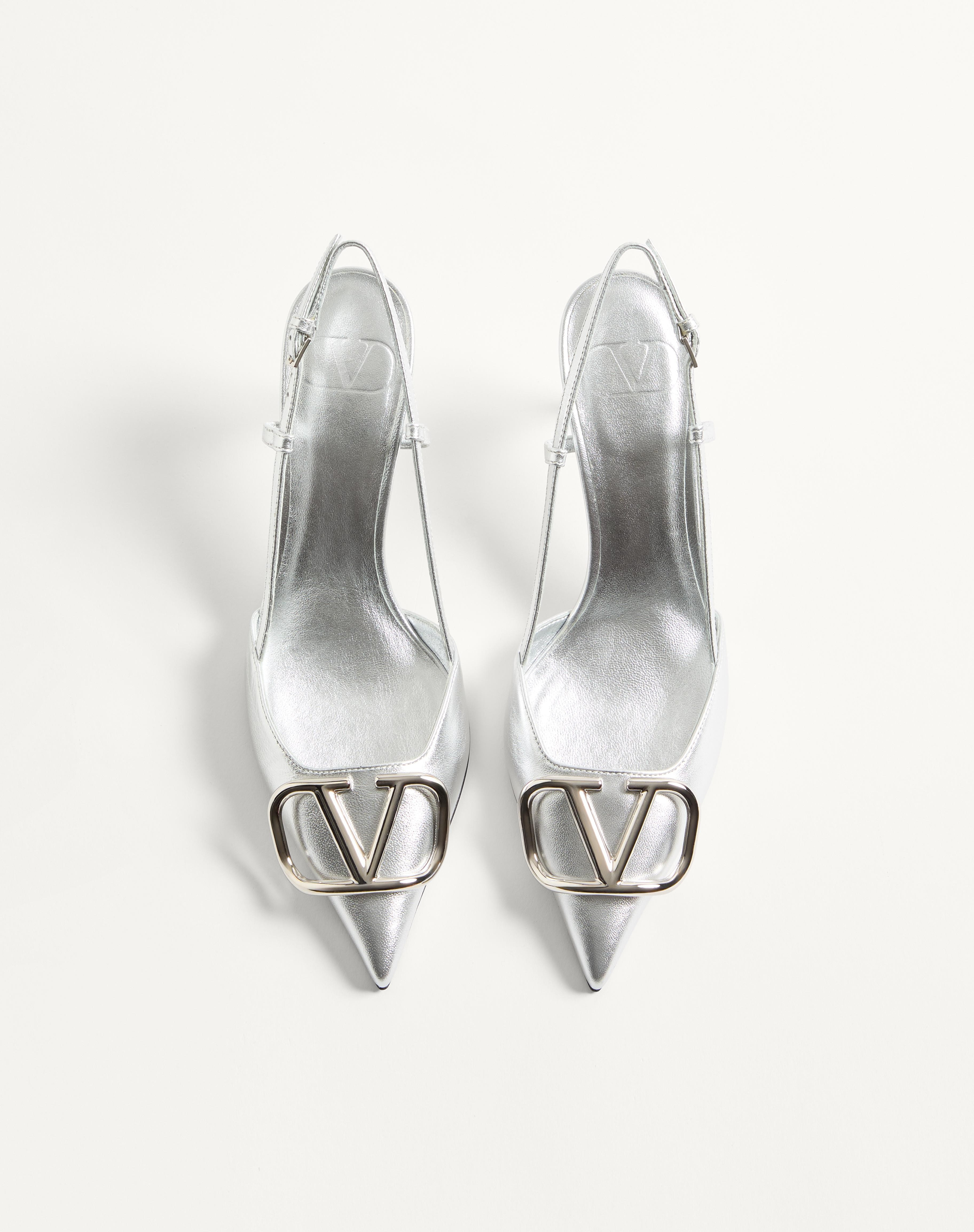 VLOGO SIGNATURE SLINGBACK PUMP IN LAMINATED NAPPA LEATHER 80MM - 3