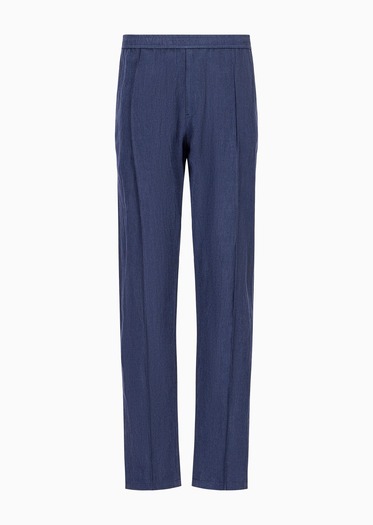 Crêpe-effect faded linen trousers with ribbing - 1