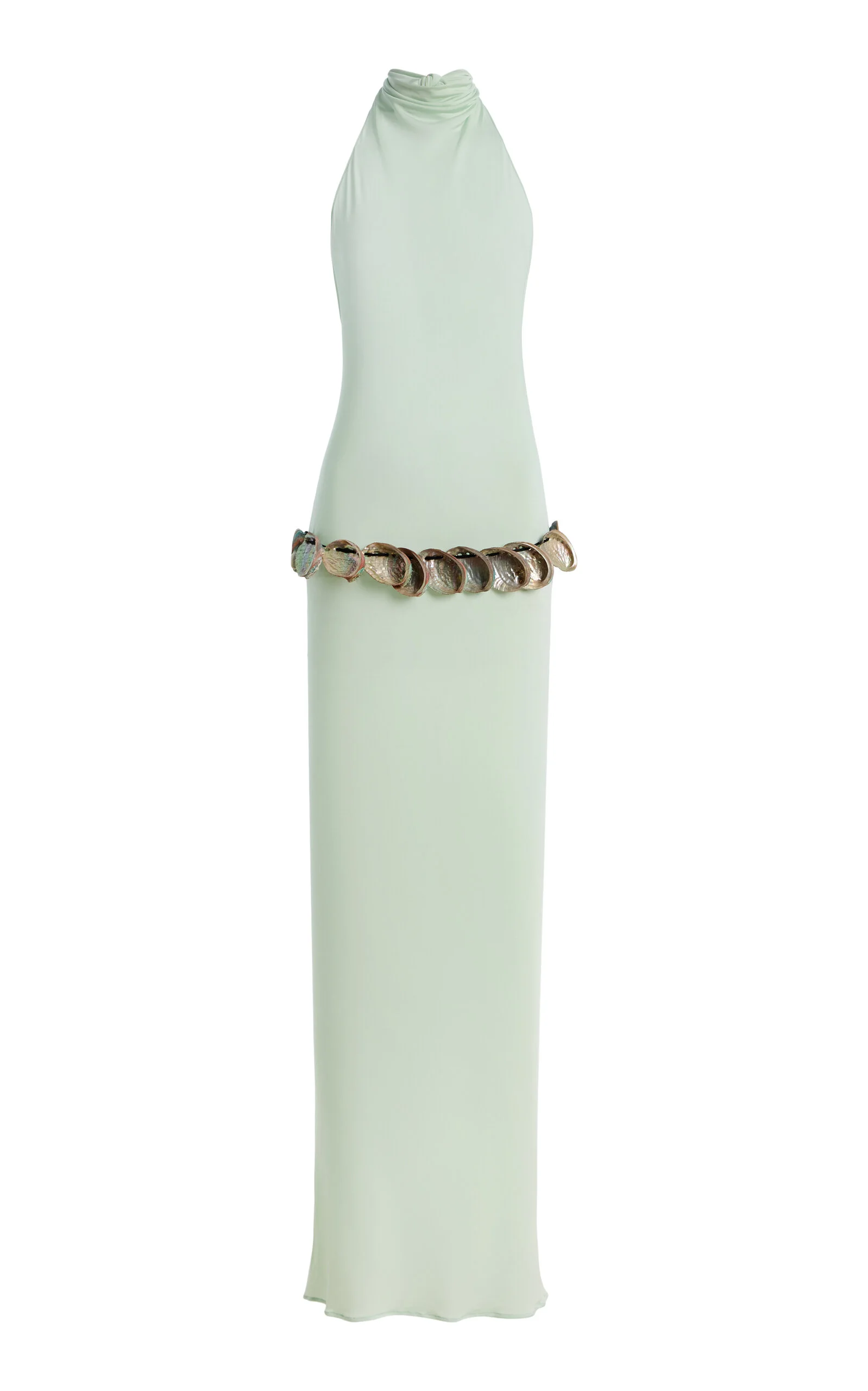 Exclusive Abalone Shell Belted Crepe Maxi Dress - 1