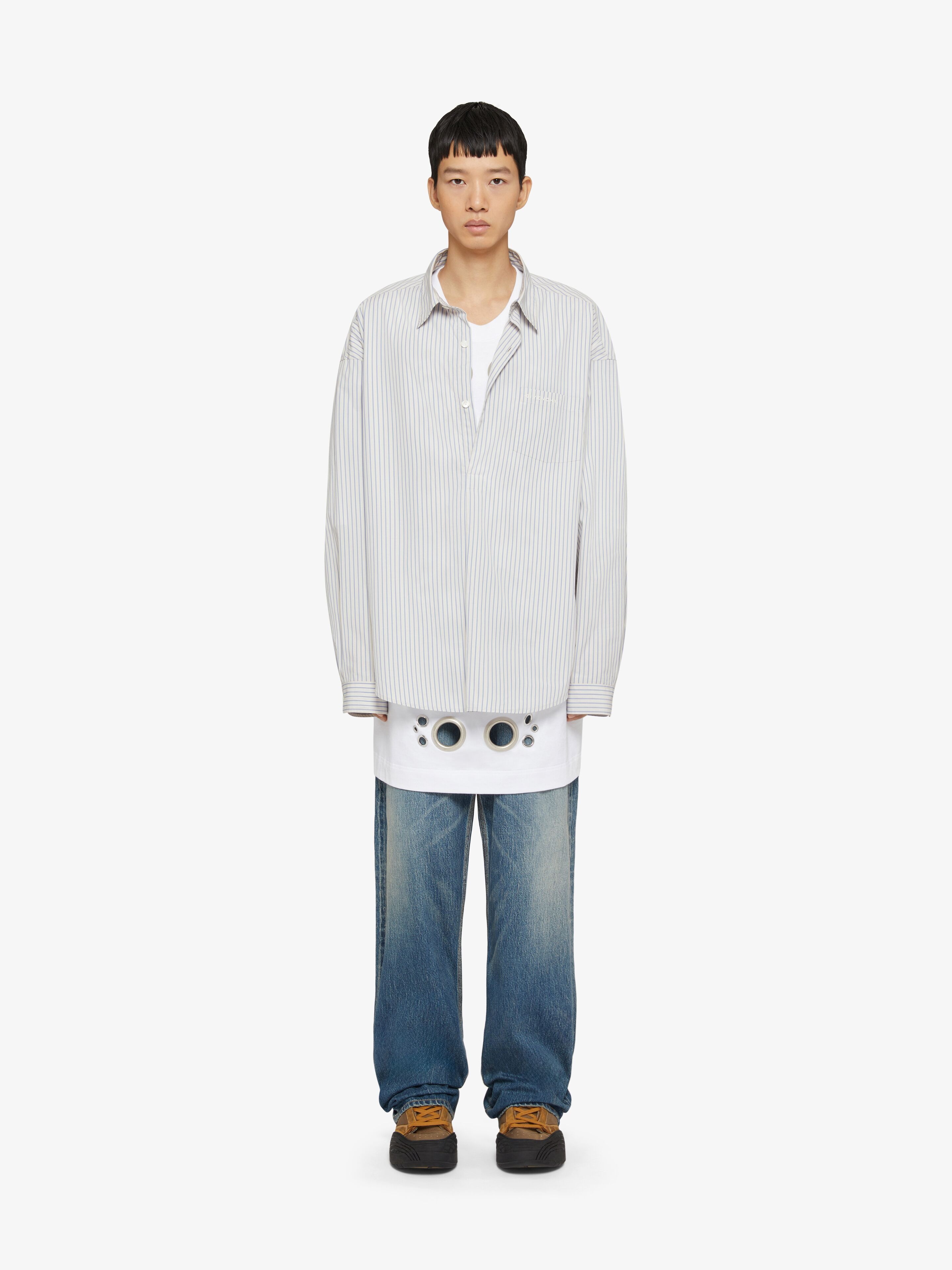 OVERSIZED ASYMMETRICAL SHIRT IN COTTON WITH STRIPES - 2