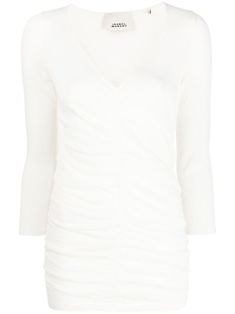 gathered-detail long-sleeve top 1