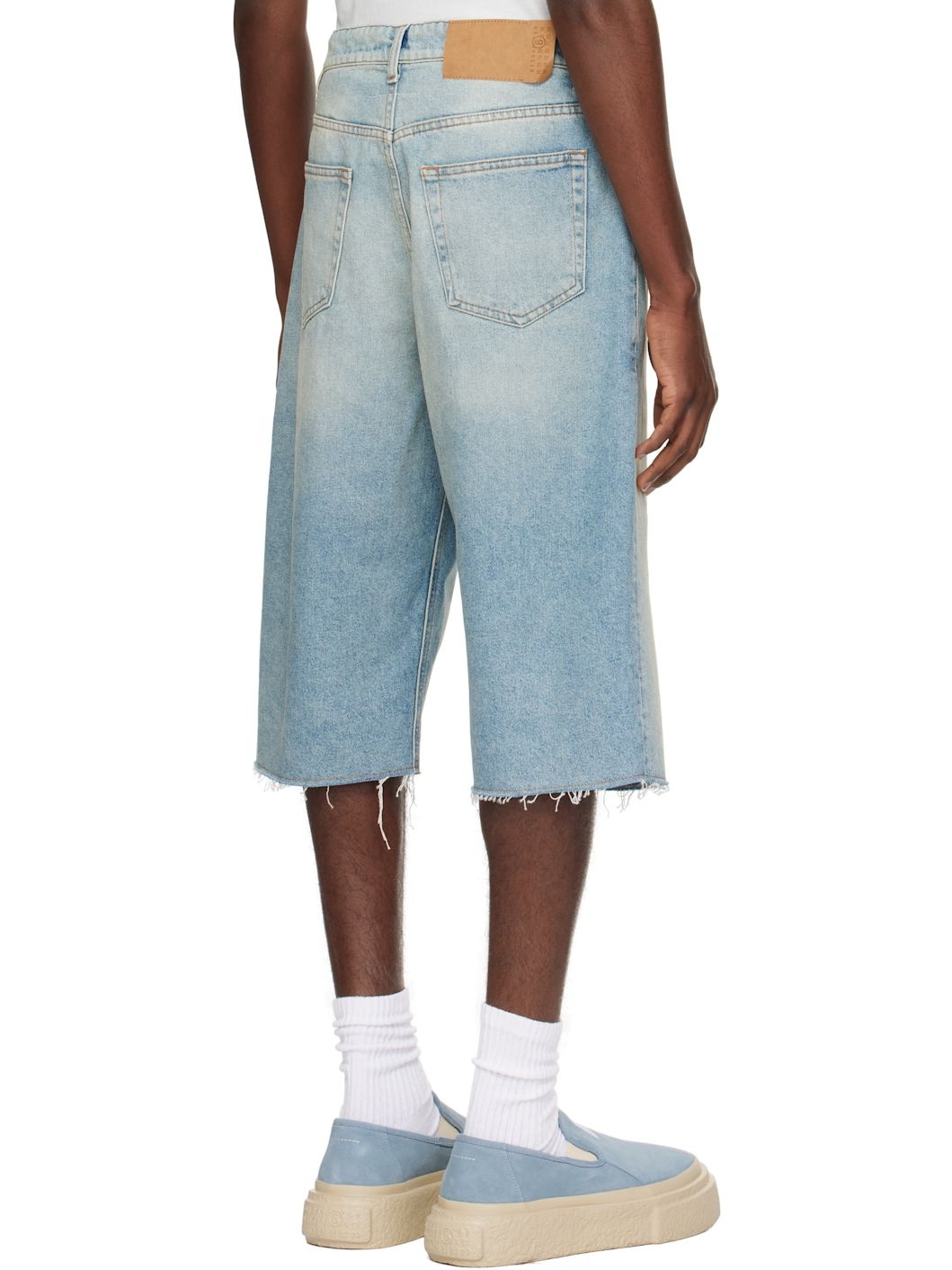 Blue Drawstring Denim Shorts - 3