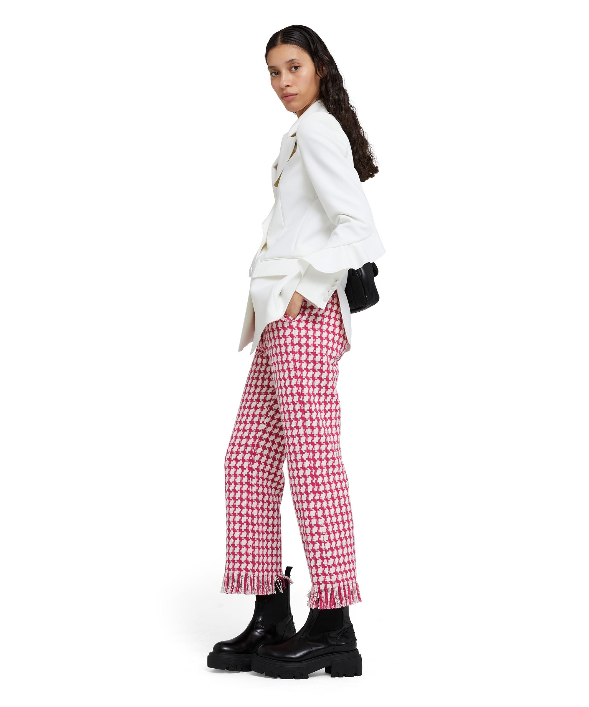 Double crepe cady double-breasted blazer with ruffles - 5