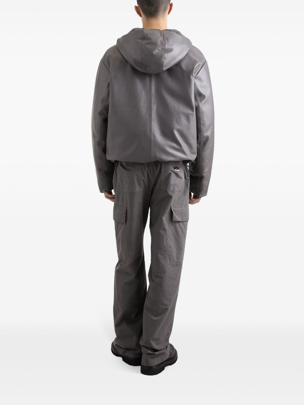 elasticated-waistband straight-leg trousers - 3