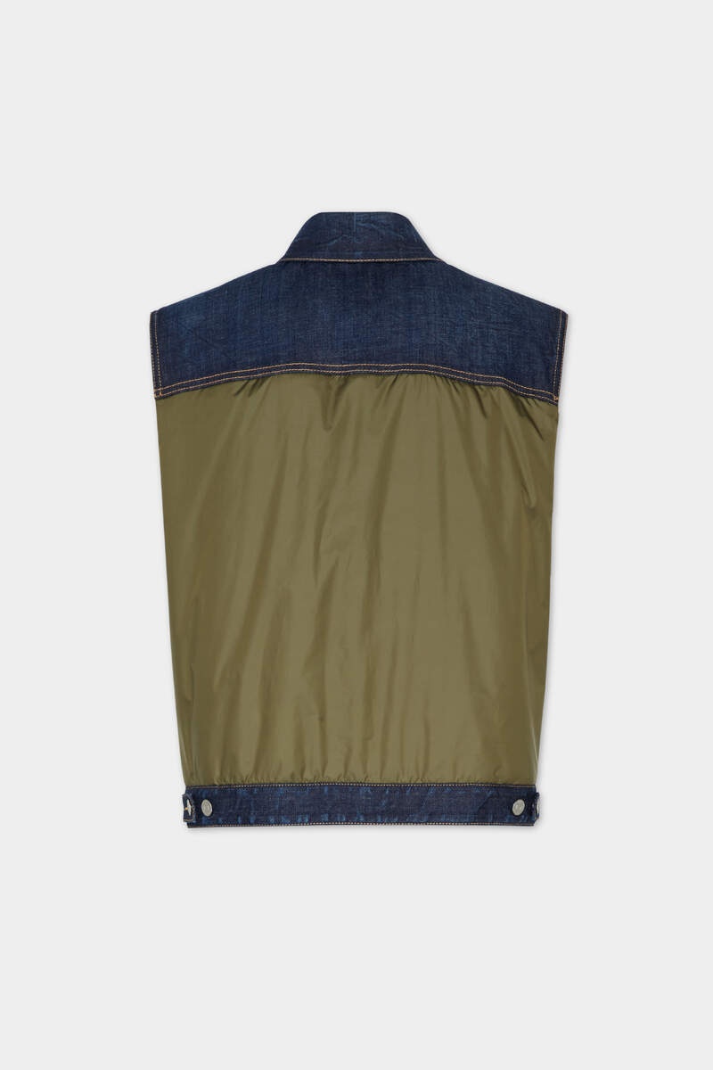 DARK URBAN WASH DENIM PUFFER VEST - 2