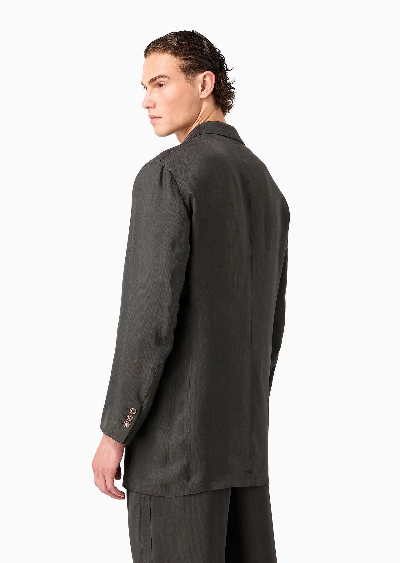 Double-breasted jacket in a viscose jacquard - 3