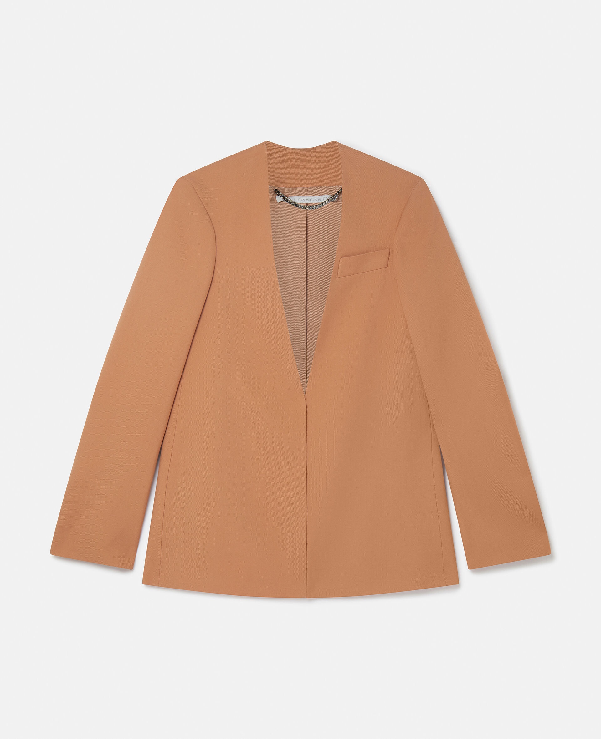 Slim Wool Collarless Jacket - 1
