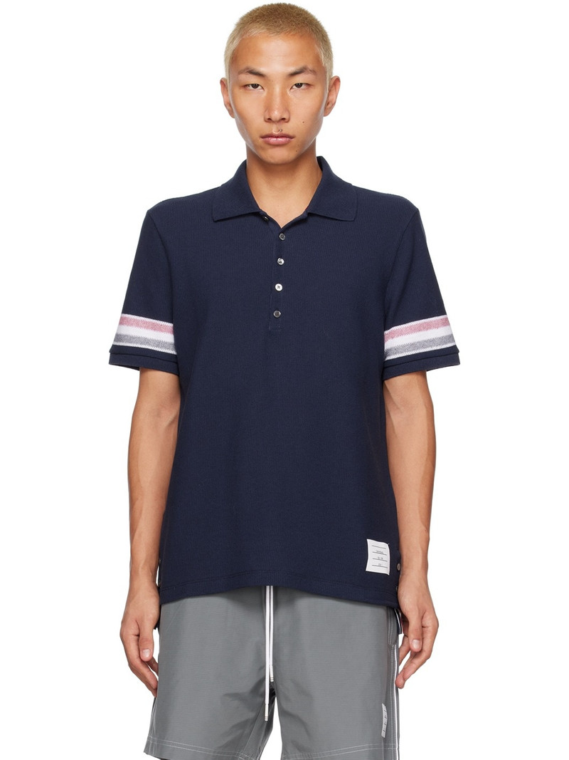 Thom Browne Textured Cotton Polo Shirt - 1