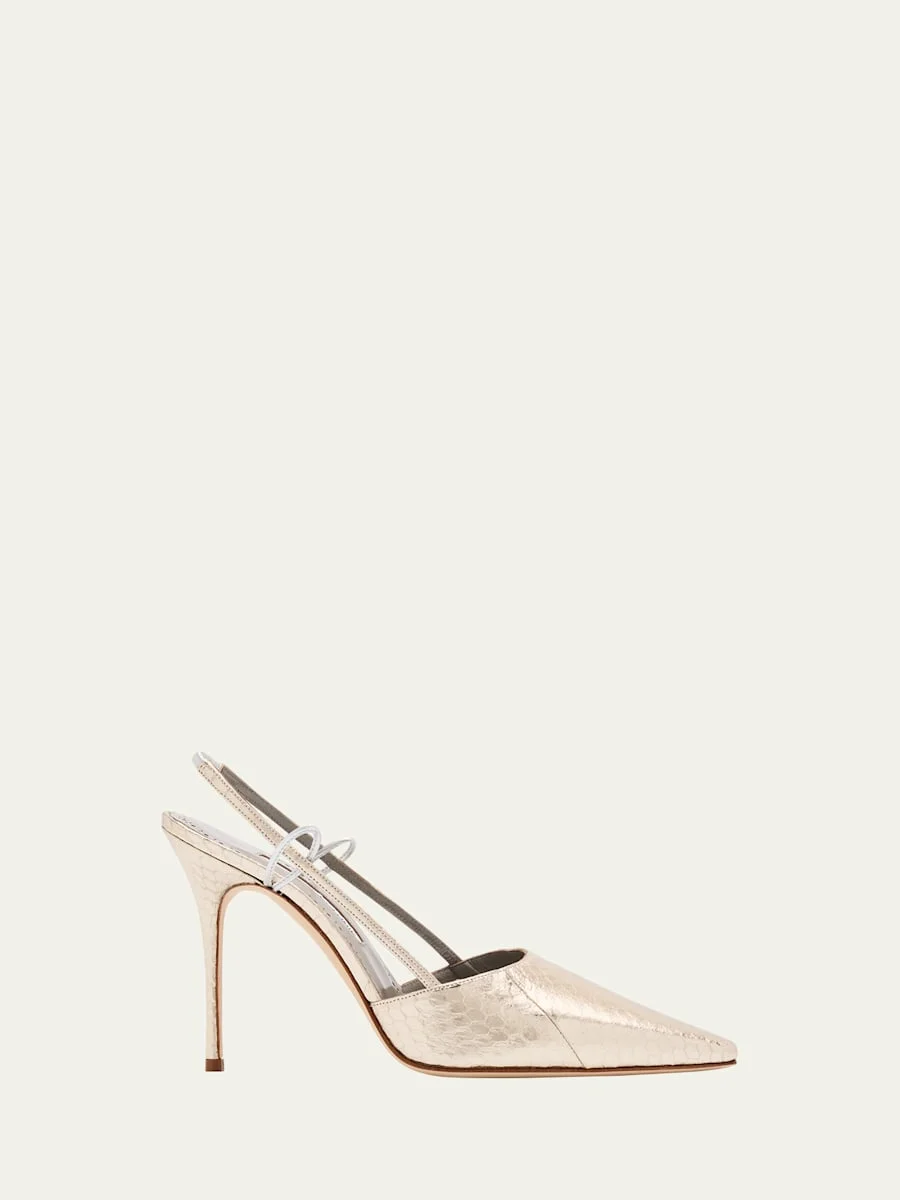 Touki Metallic Snake Slingback Pumps - 1
