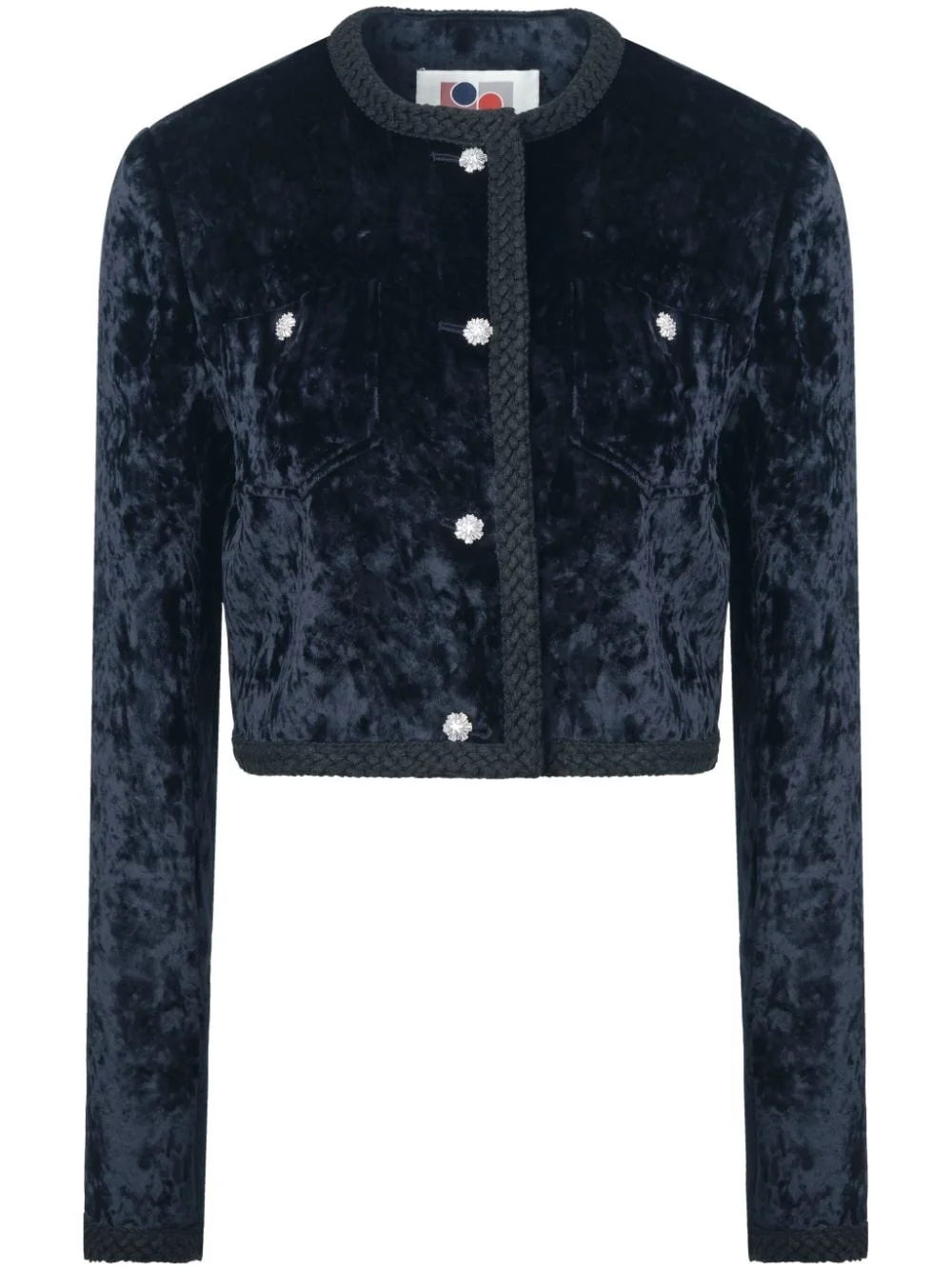 double-breasted cropped jacket - 1