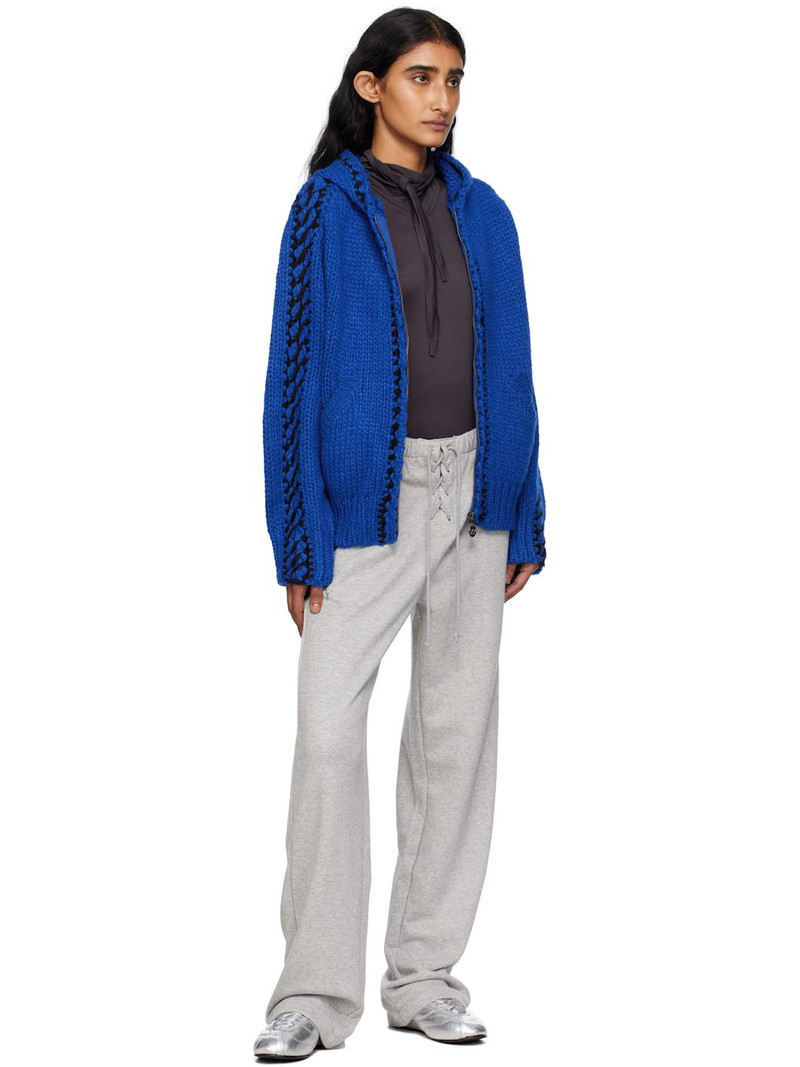 OPEN YY Blue Stitch Zip Up Knit Hoodie outlook