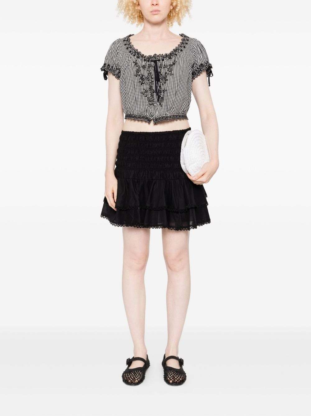 Nera gingham cropped blouse - 2