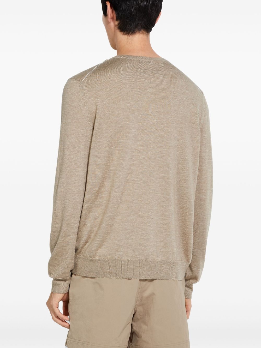 mélange crew-neck sweater - 3