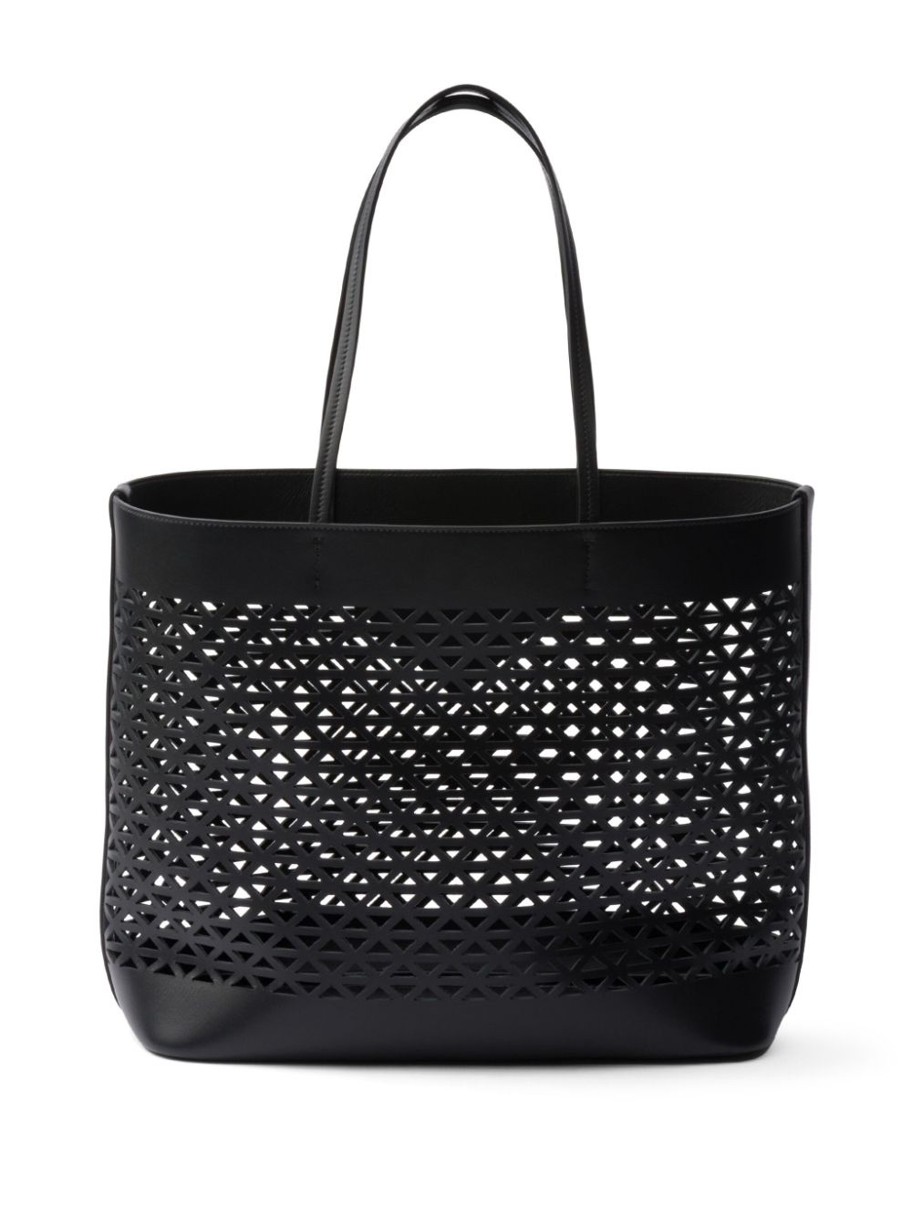 logo-perforated leather tote bag - 2