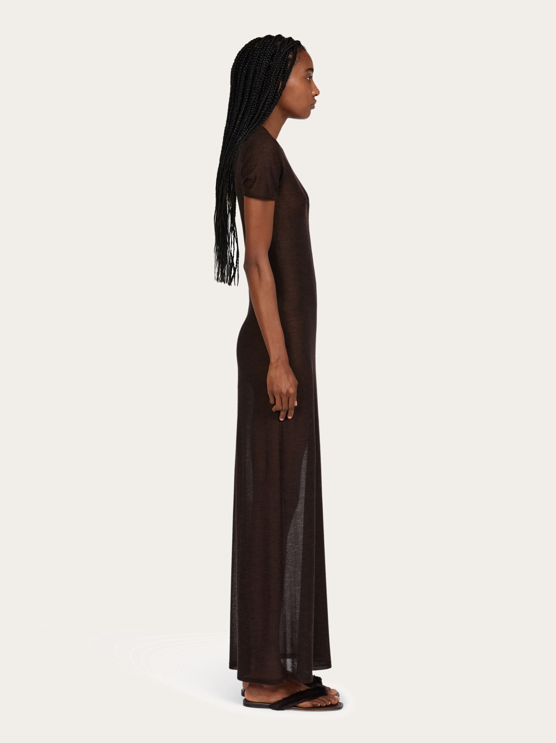 Straight cut silk and cashmere dress - 3