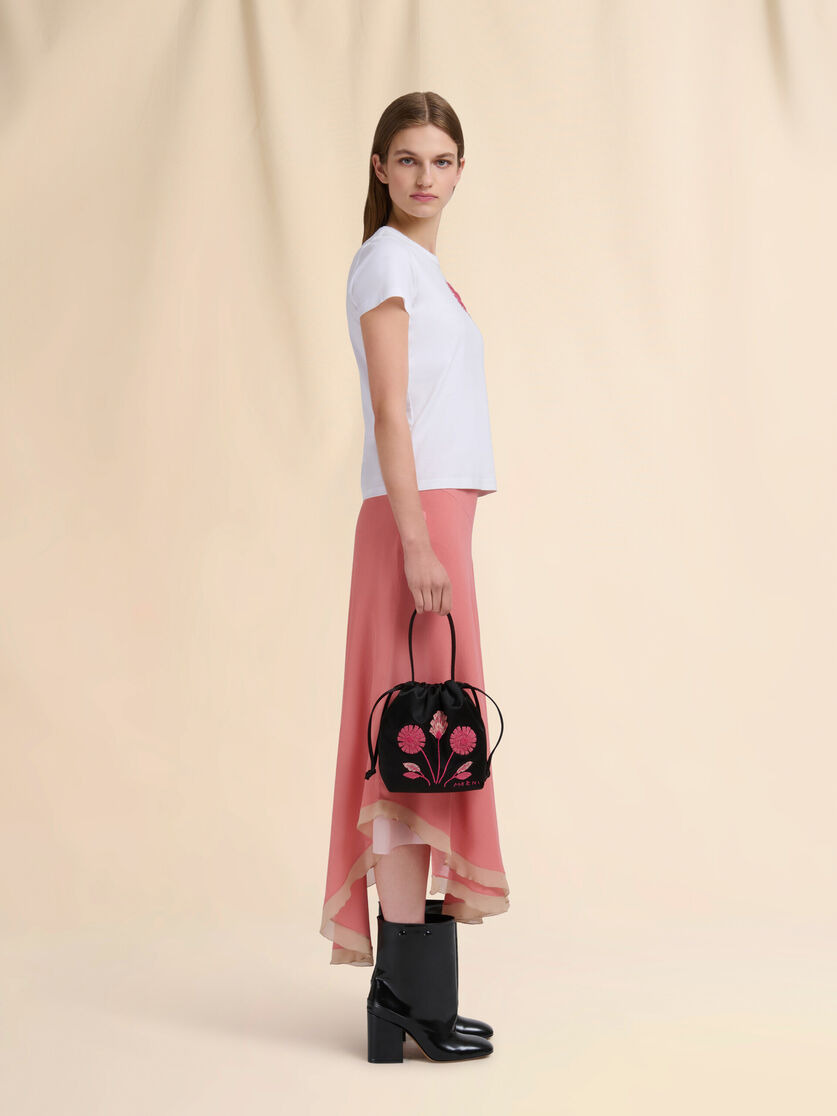 BLACK SATIN SCRUNCHIE SMALL DRAWSTRING BAG - 2