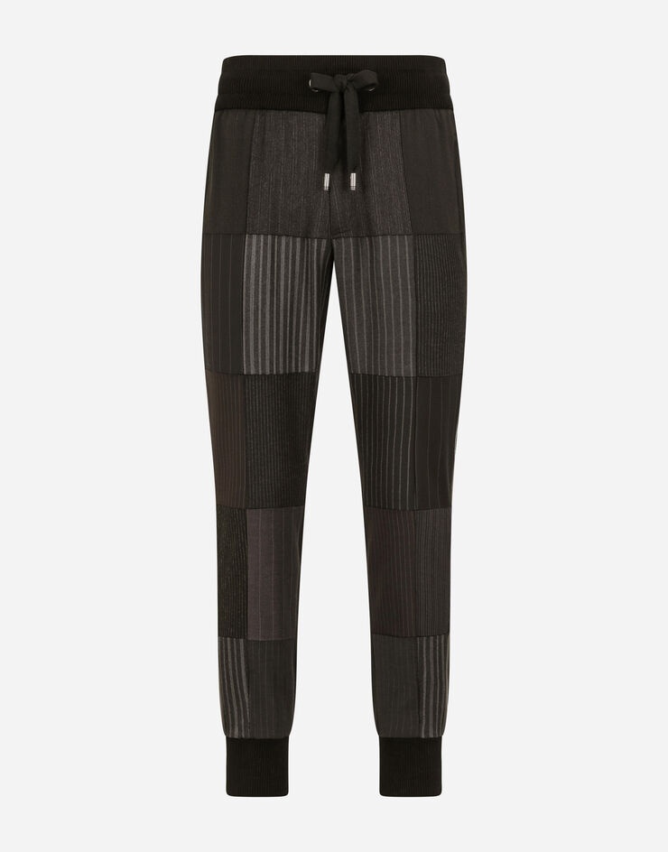 Wool patchwork jogging pants with patch embellishment - 3