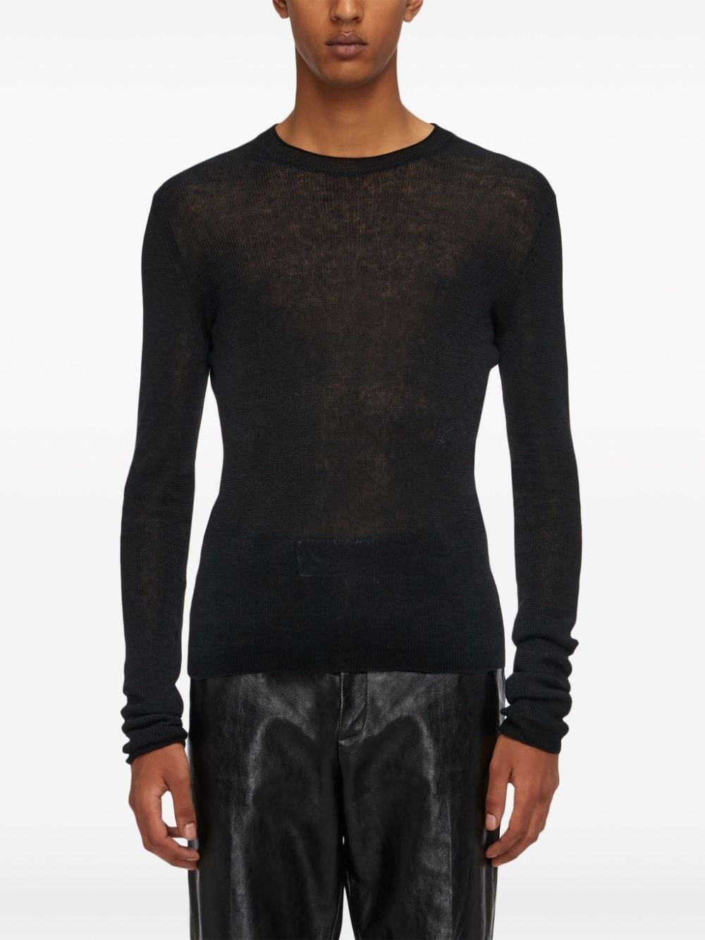 ribbed-knit linen jumper - 3
