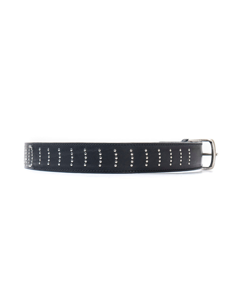 Studded Cow Hide Standard Belt - Black 4