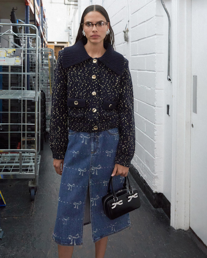 Navy Metallic Merino Cardigan 6