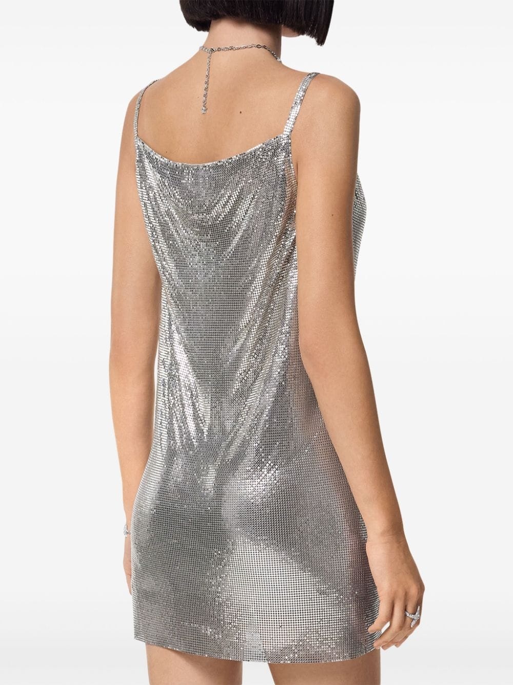 cowl-neck mesh minidress - 4