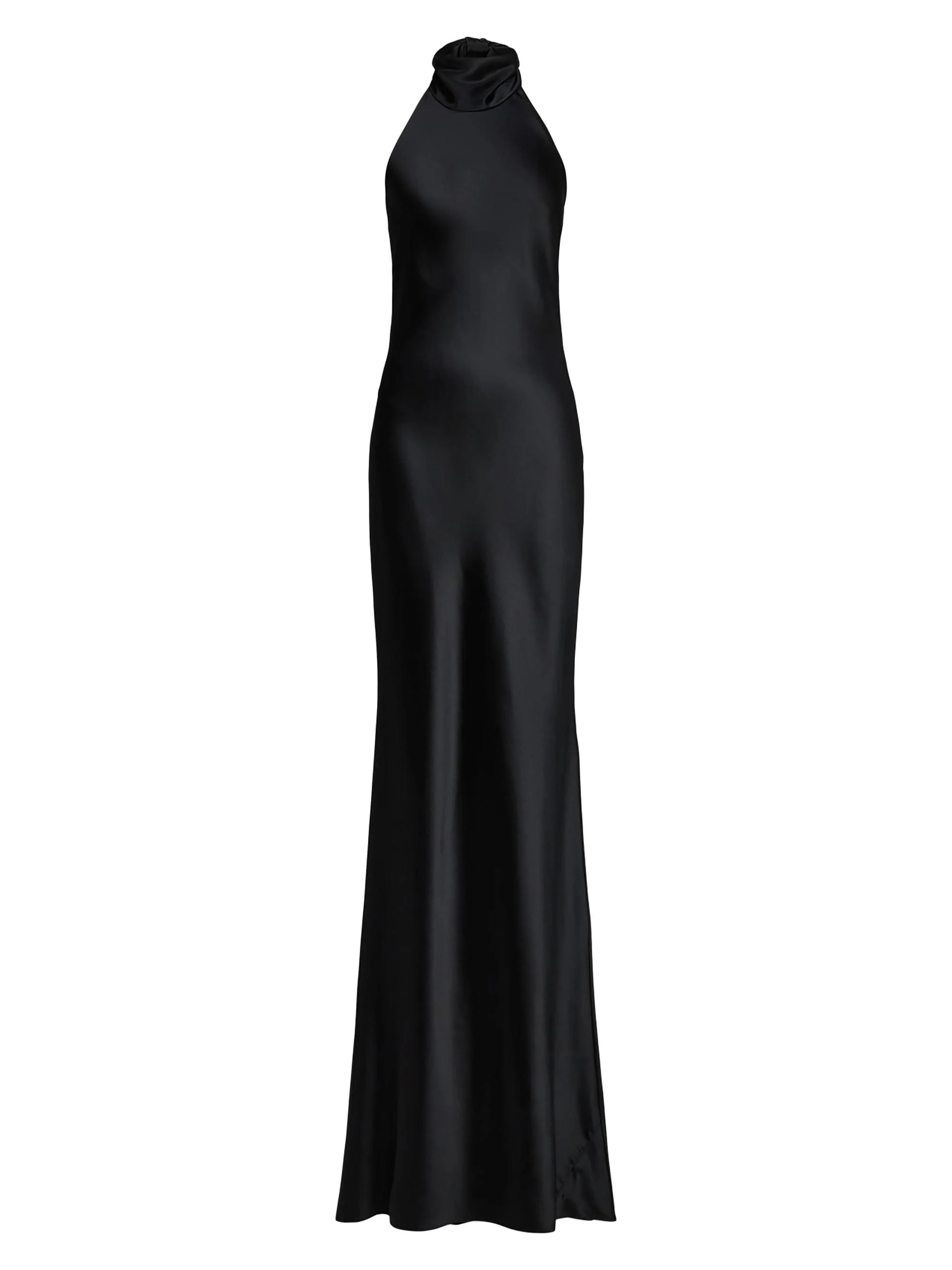 Women's Chilton Satin Halter Gown - Black - 1
